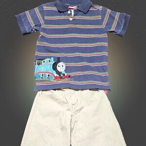 Thomas & Friends Polo Shirt & Pants Outfit Toddler Boys 4T Y2K 2007